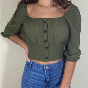 Live 4 truth ruffled long sleeve crop top.